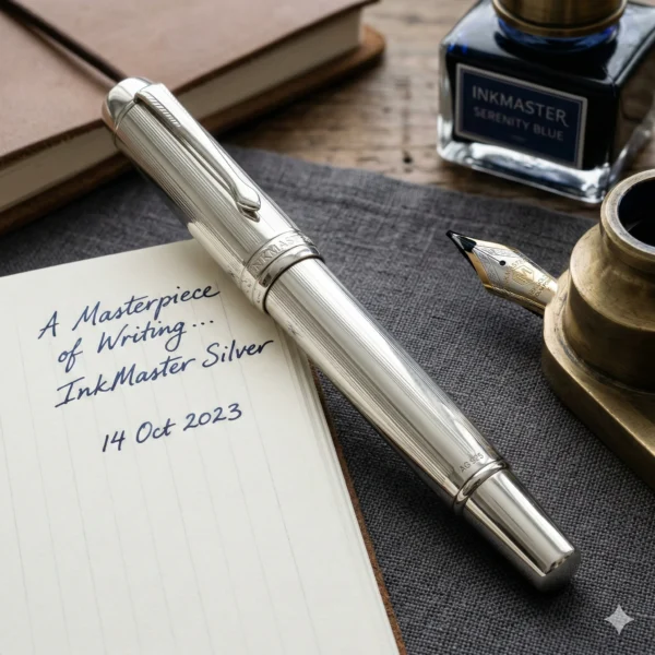 Pluma estilográfica "InkMaster Silver" con plumín de iridio